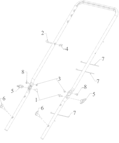 Handle Hardware Diagram and Parts List for 11A-A2BE752 2023 Yard Machines Lawn Mower